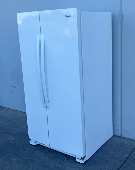 Whirlpool white side by side refrigerator