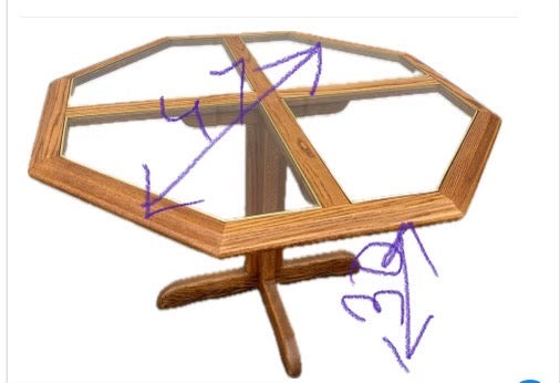 dining/kitchen octagonal table with 4 chairs wicker/cane/rattan back