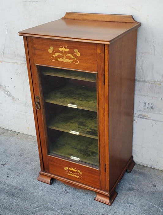 Inlaid art nouveau vitrine/music cabinet