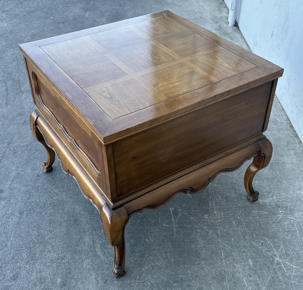 French Provincial Carved Walnut Chest/Side Table/Coffee Table