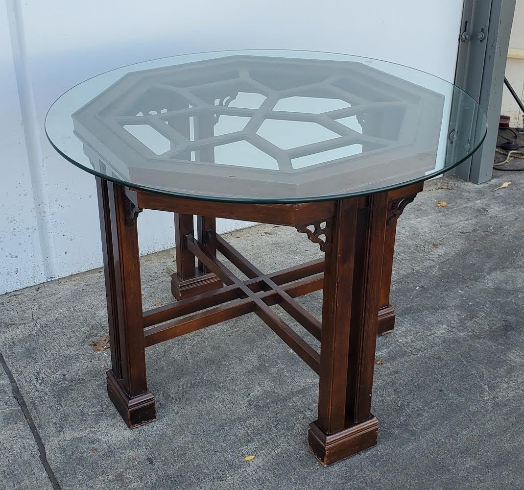 End/side table octagonal glass top chinoiserie