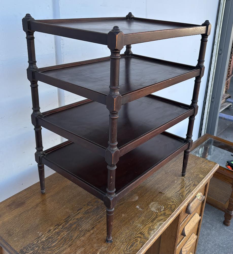Mid Century Vintage Wood 4 Tier End Table