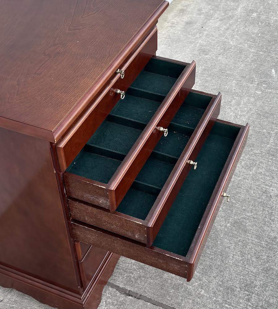 Tall Side Table Jewelry Armoire Dark Wood Cherry