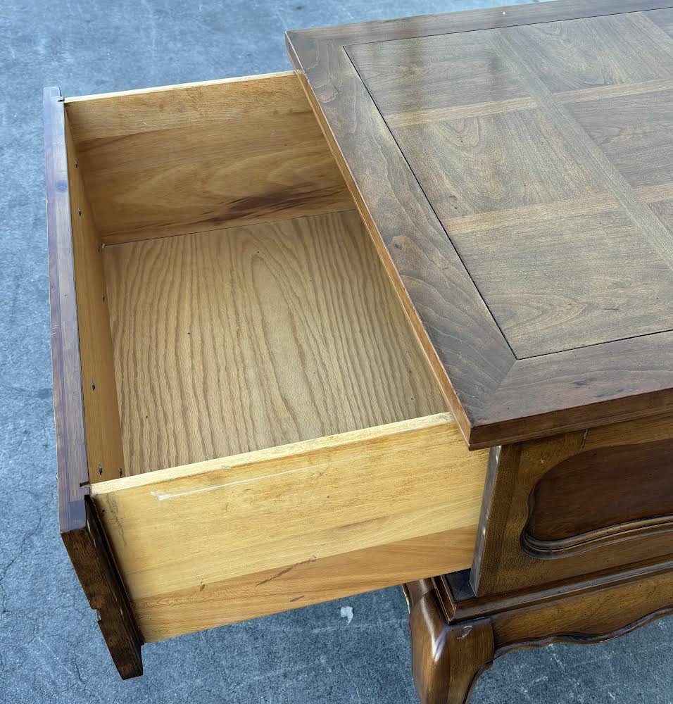 French Provincial Carved Walnut Chest/Side Table/Coffee Table
