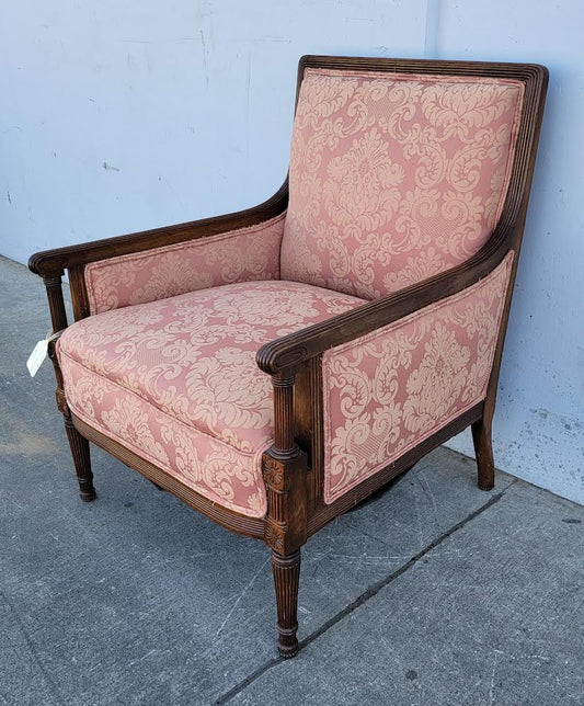 Pink dark wood bergere armchair antique/vintage