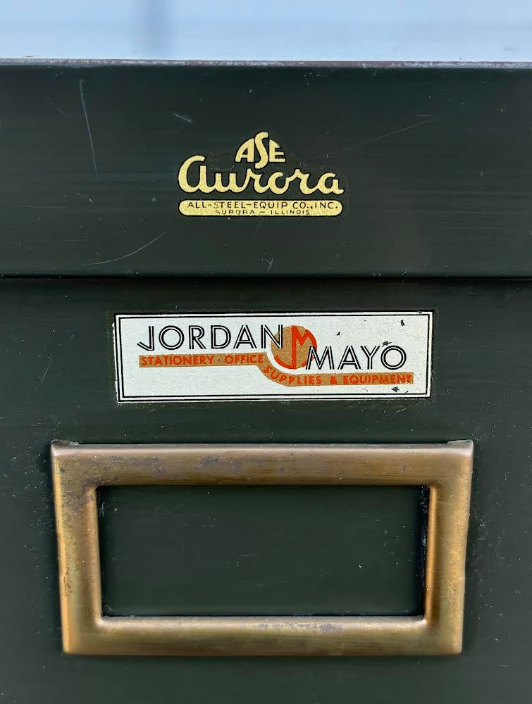 ASE aurora jordan mayo Green Metal Antique 4 Tier File Cabinet (no key)