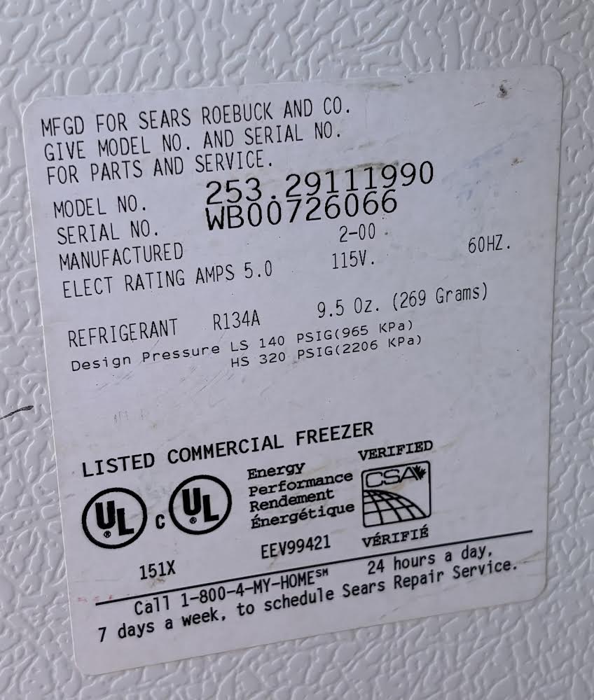 kenmore white commercial freezer