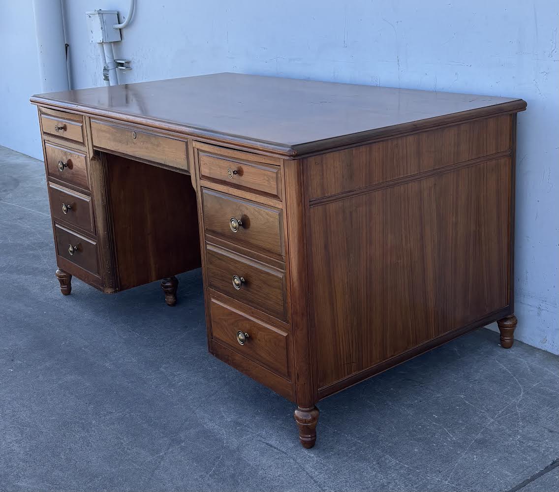 Shelbyville Desk Co. Walnut Vintage Executive Desk