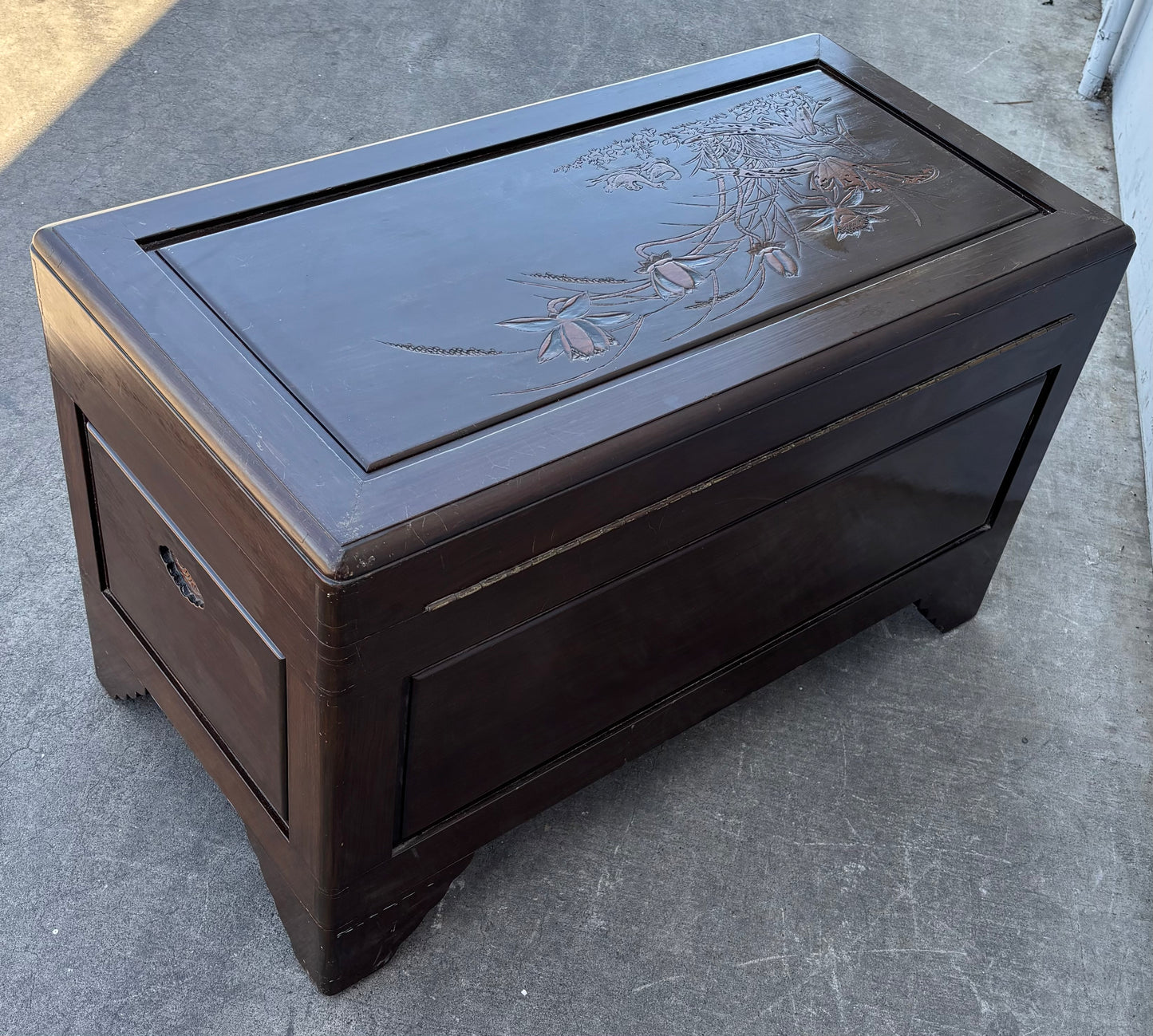 Chinese Carved Antique Dowry Chest or Coffee Table