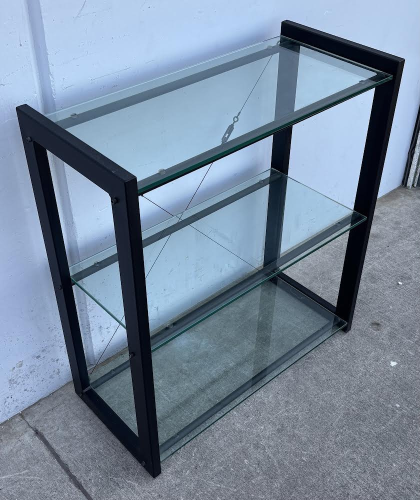 Black Steel Shelving Unit Glass 3 Tier