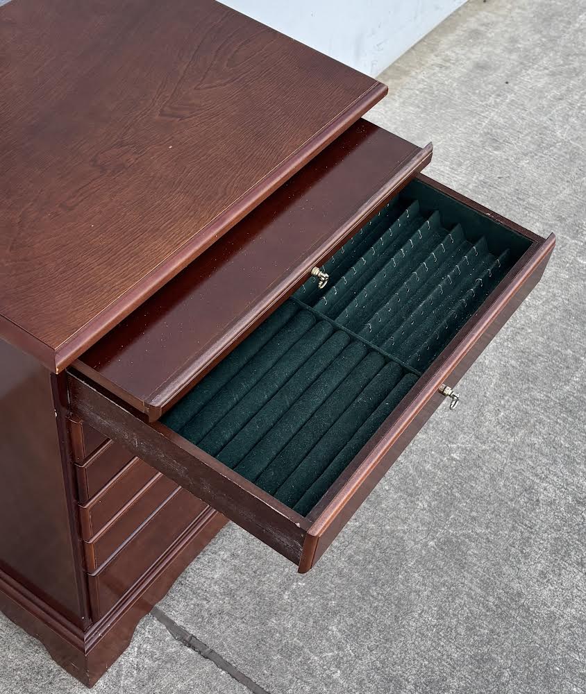 Tall Side Table Jewelry Armoire Dark Wood Cherry