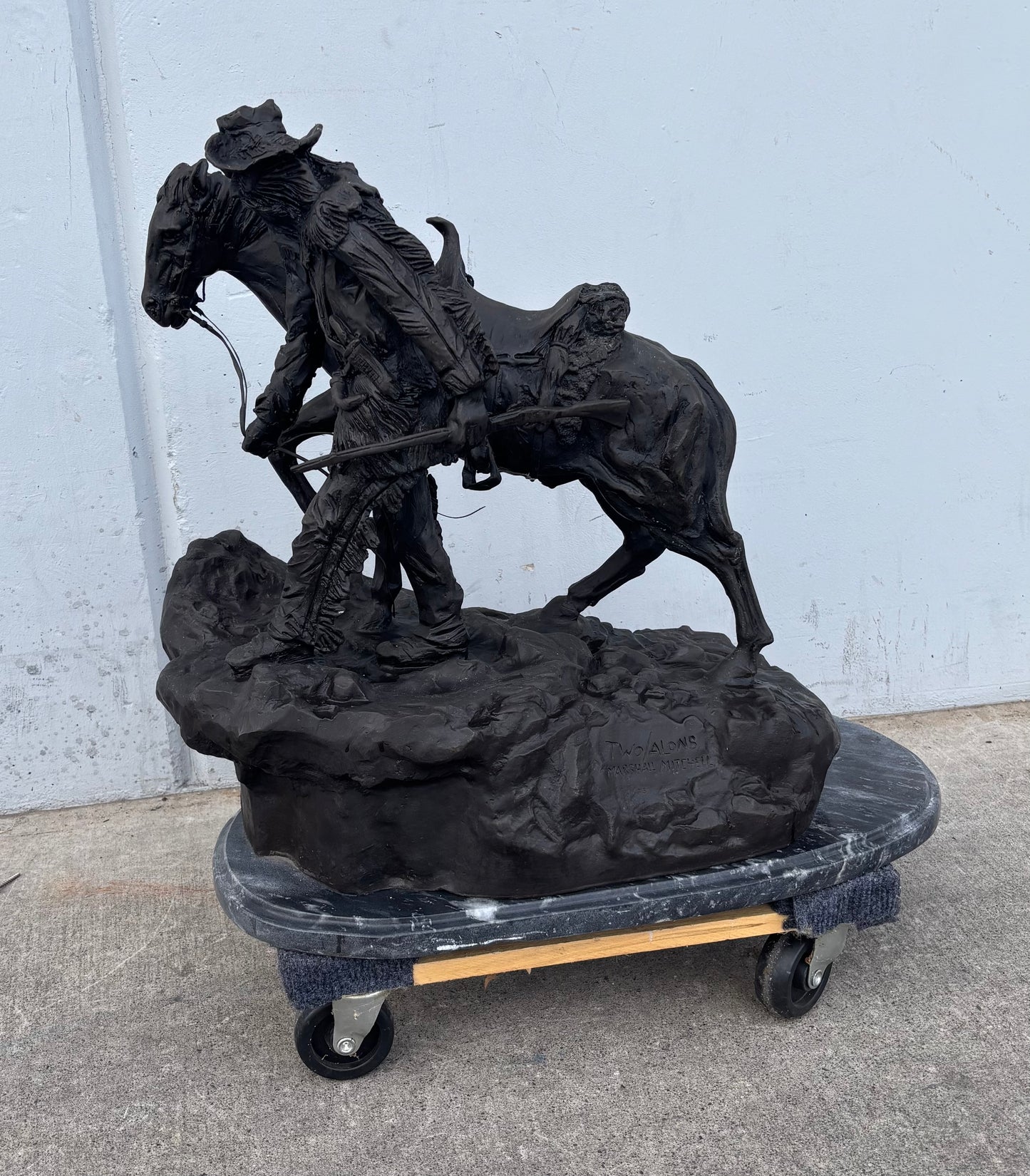 Marshall Mitchell two alone bronze statue