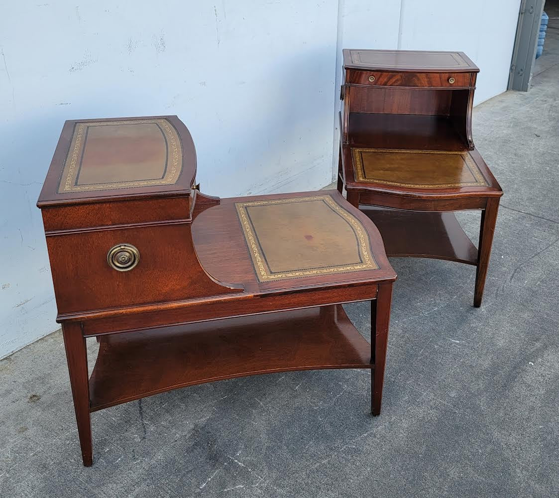 End / side tables (2) antique/ vintage 2 tier step up