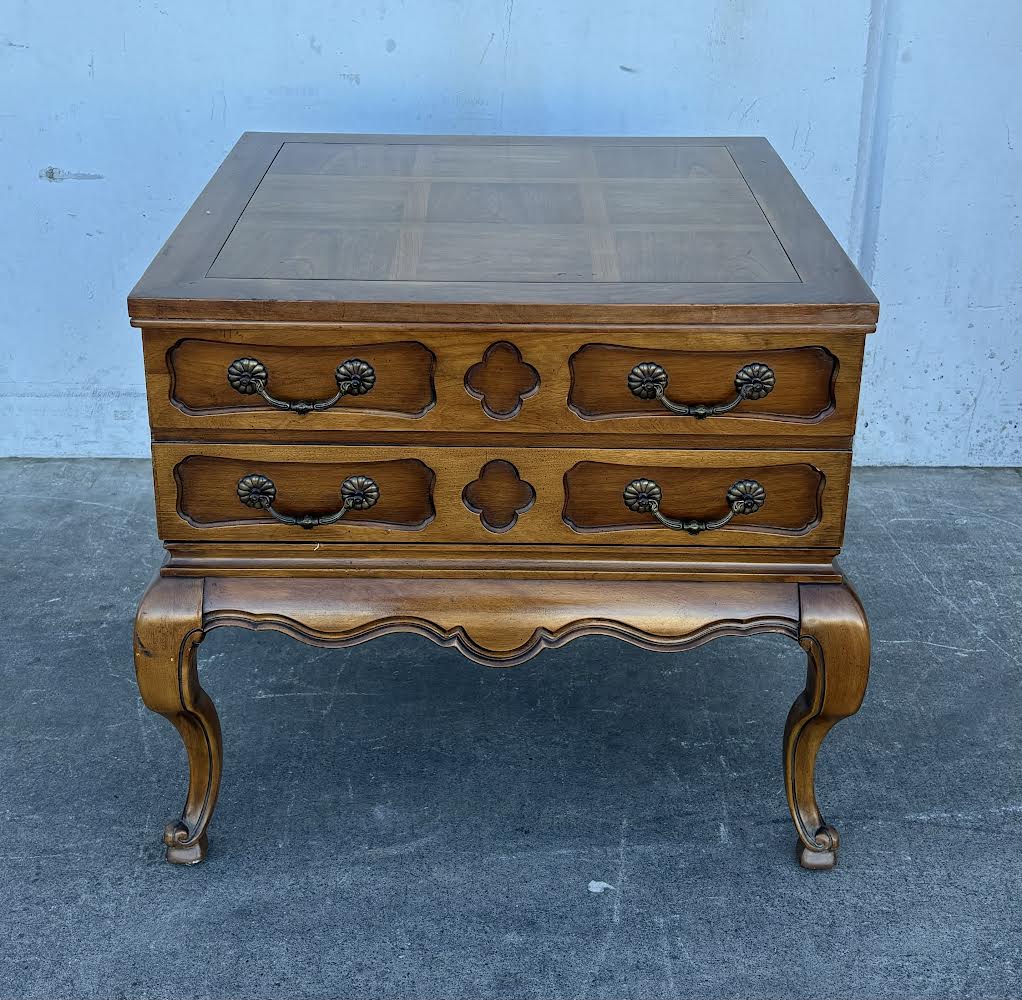 French Provincial Carved Walnut Chest/Side Table/Coffee Table