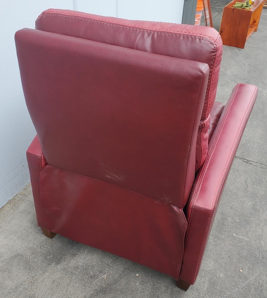 Red leather recliner club armchair