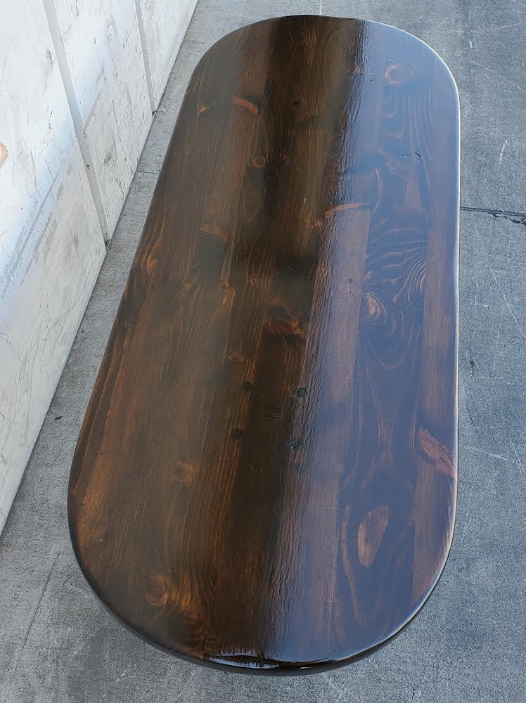 Ethan Allen dark wood round/oval coffee table