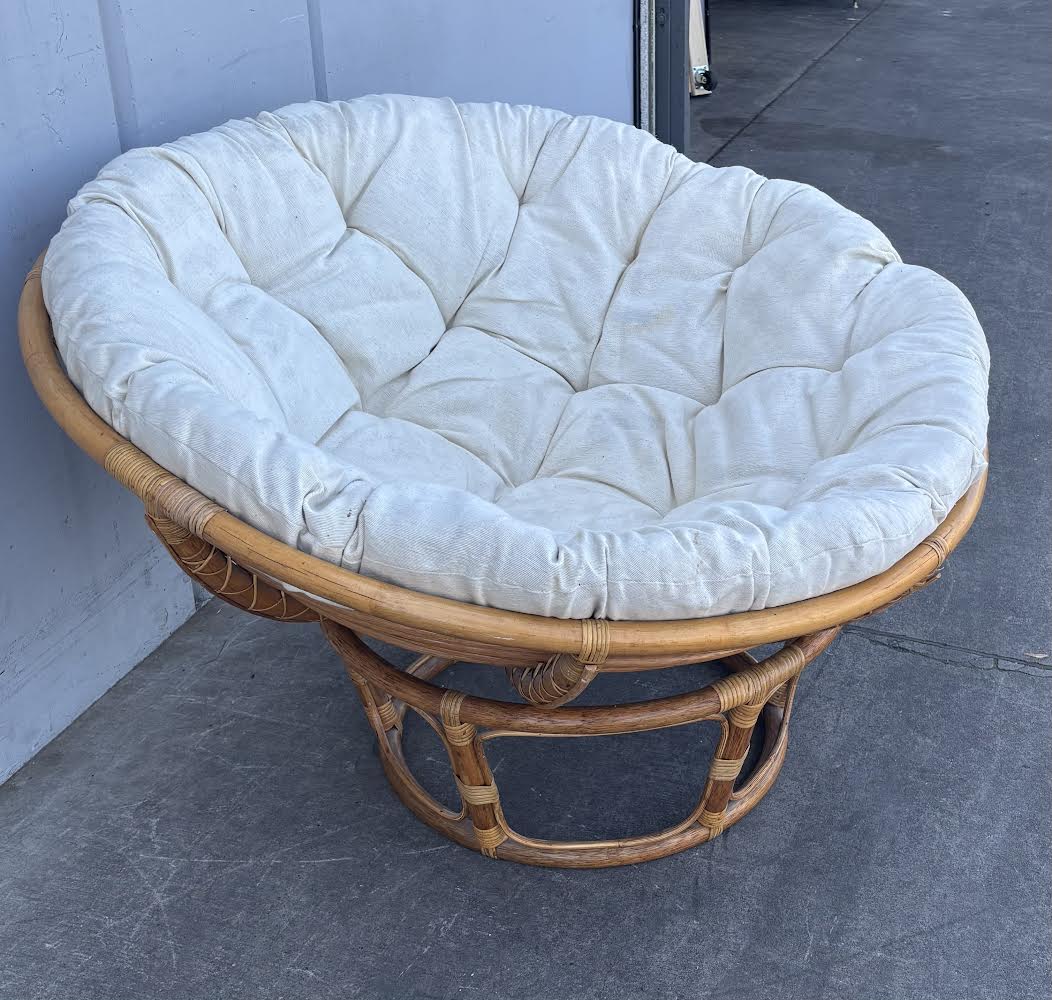 vintage rattan papasan style outdoor patio lounge chair