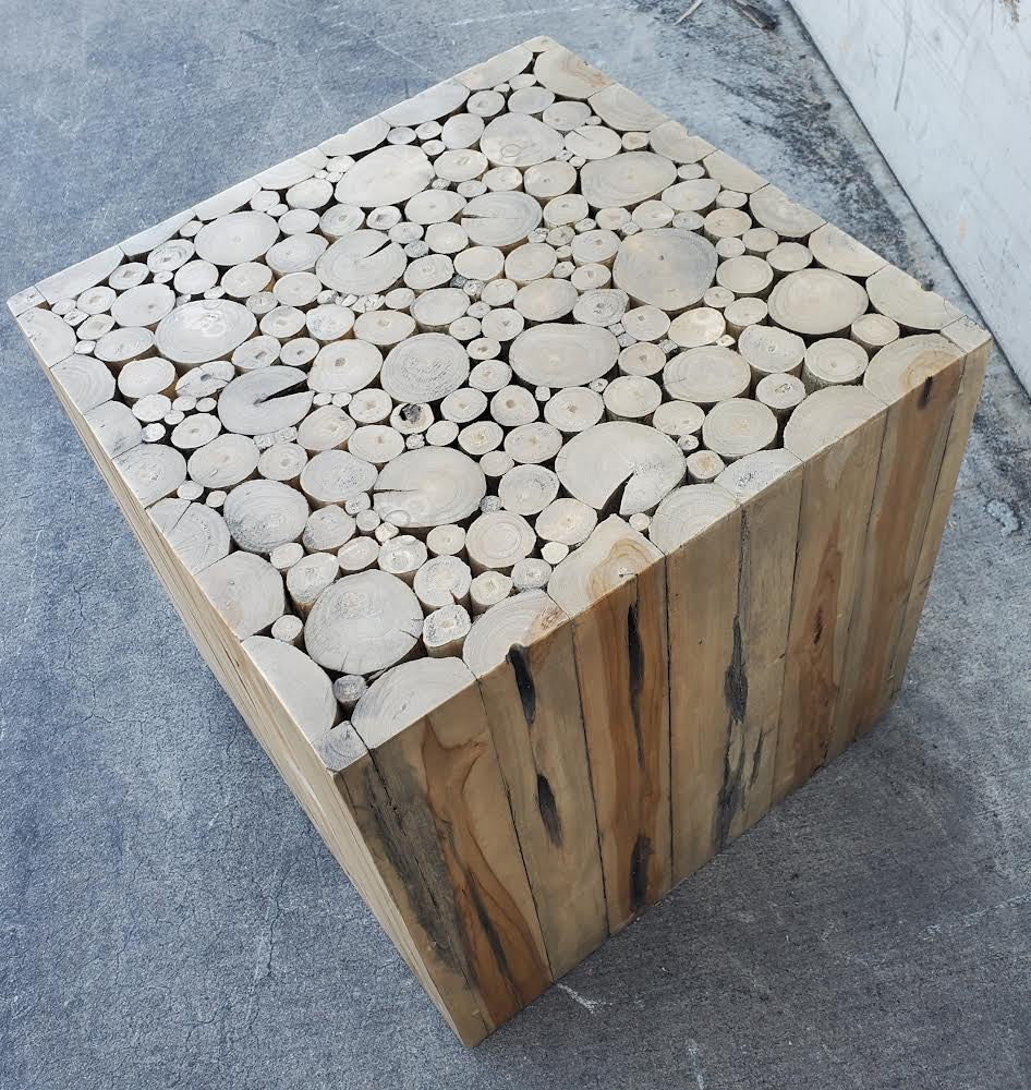 rustic coffee/side table teak solid wood boho