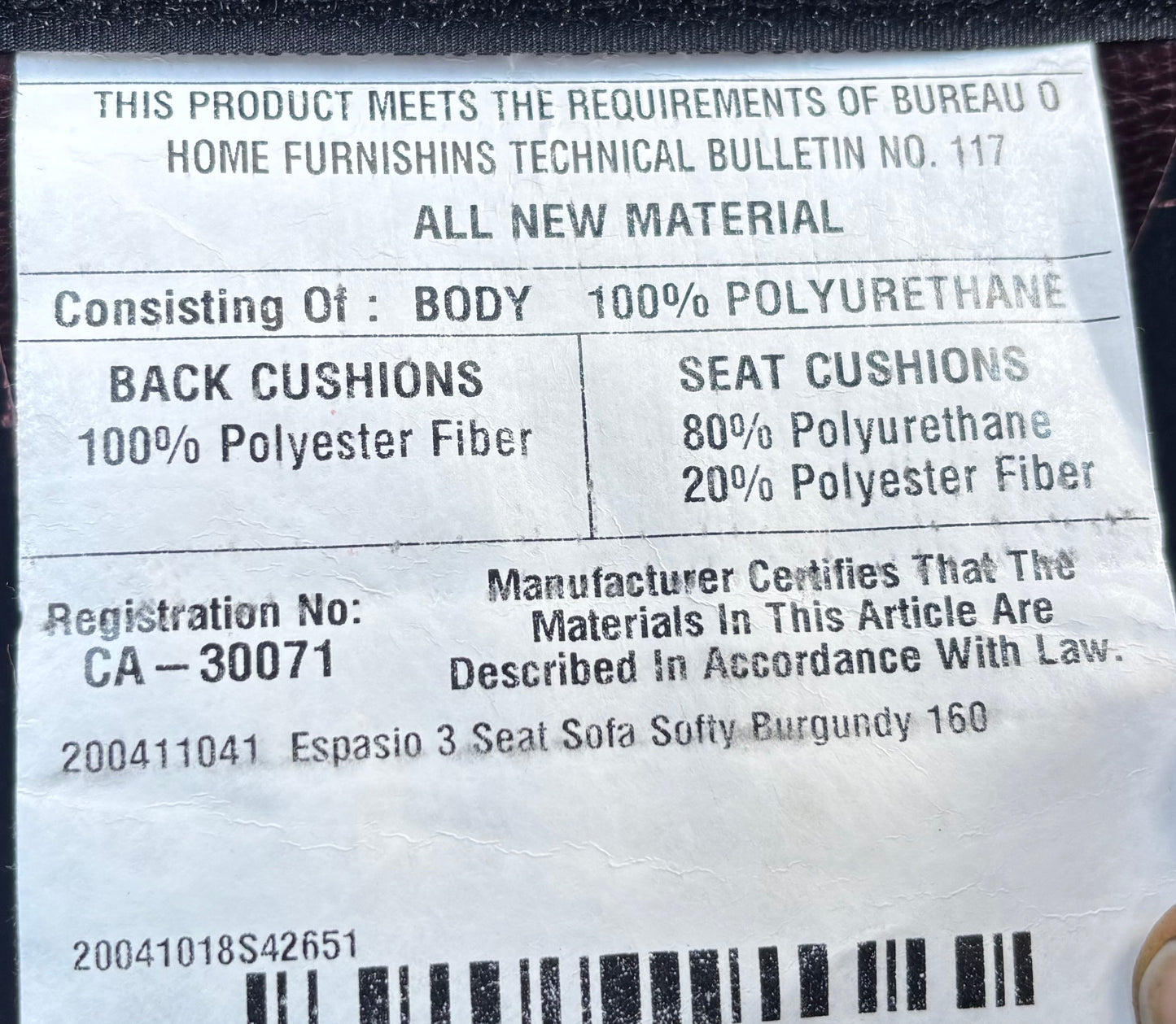 Red/ burgundy sofa / couch leather style