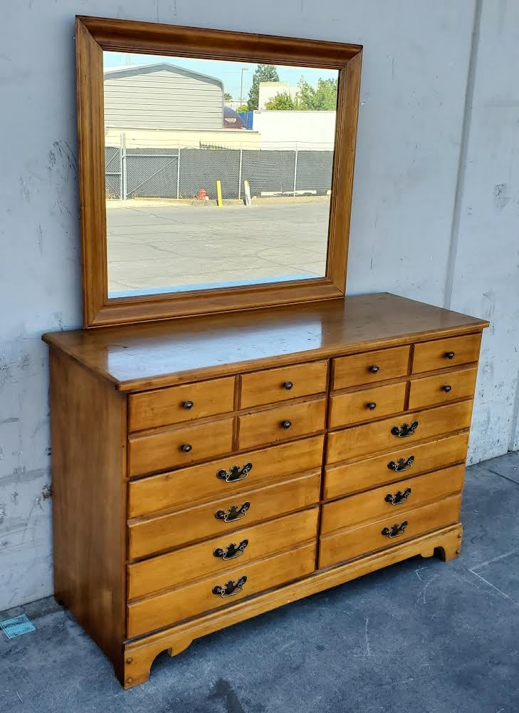 light wood dresser with mirror mid century