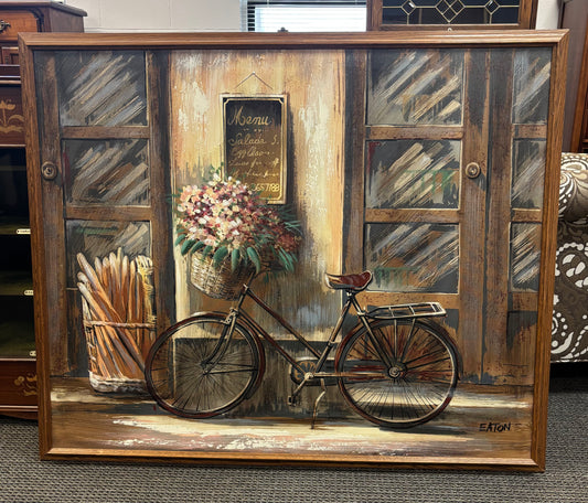 Cafe bicycle with flowers painting/ art Eaton
