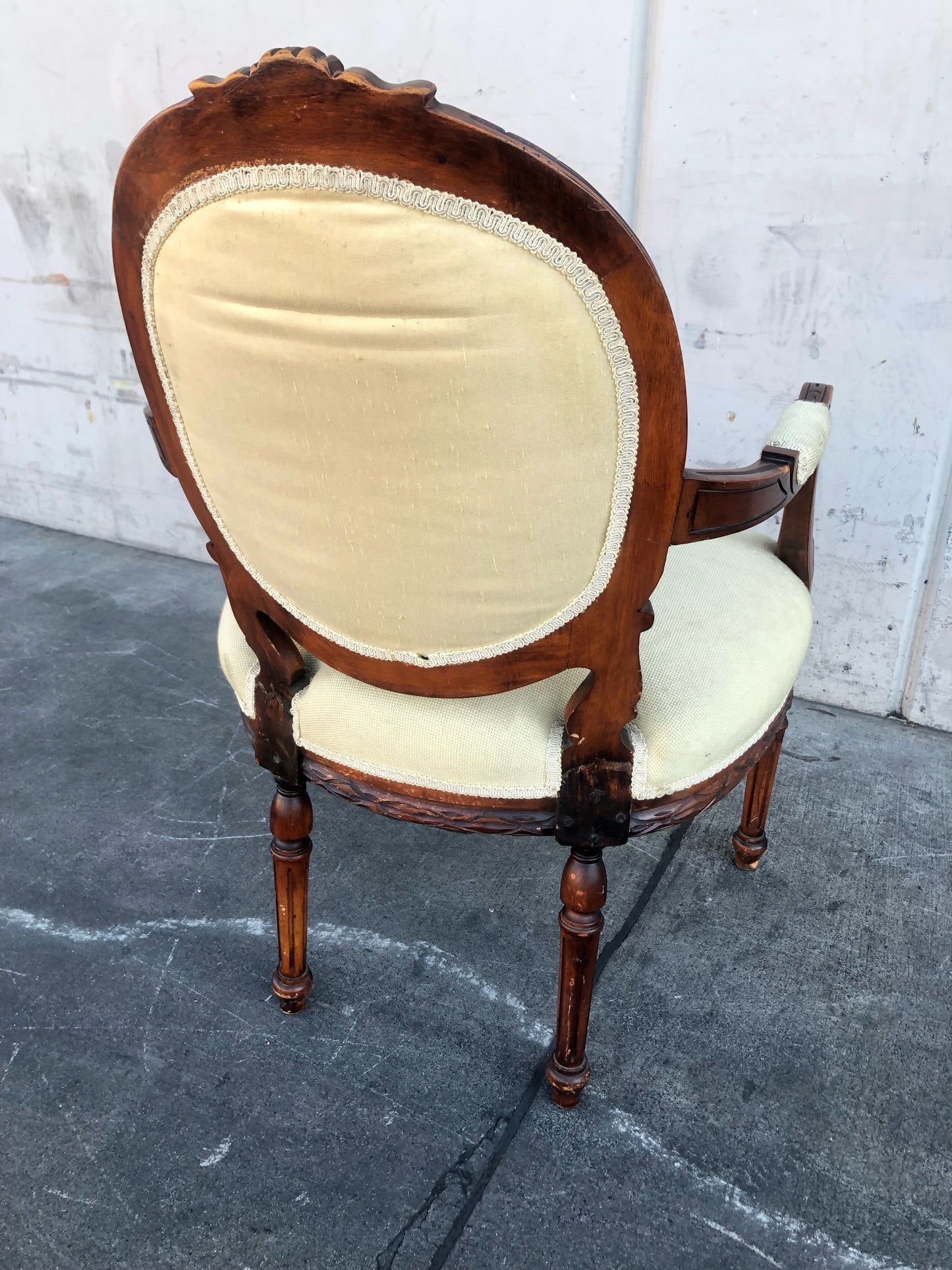 cream/beige french Louis style floral seat armchair