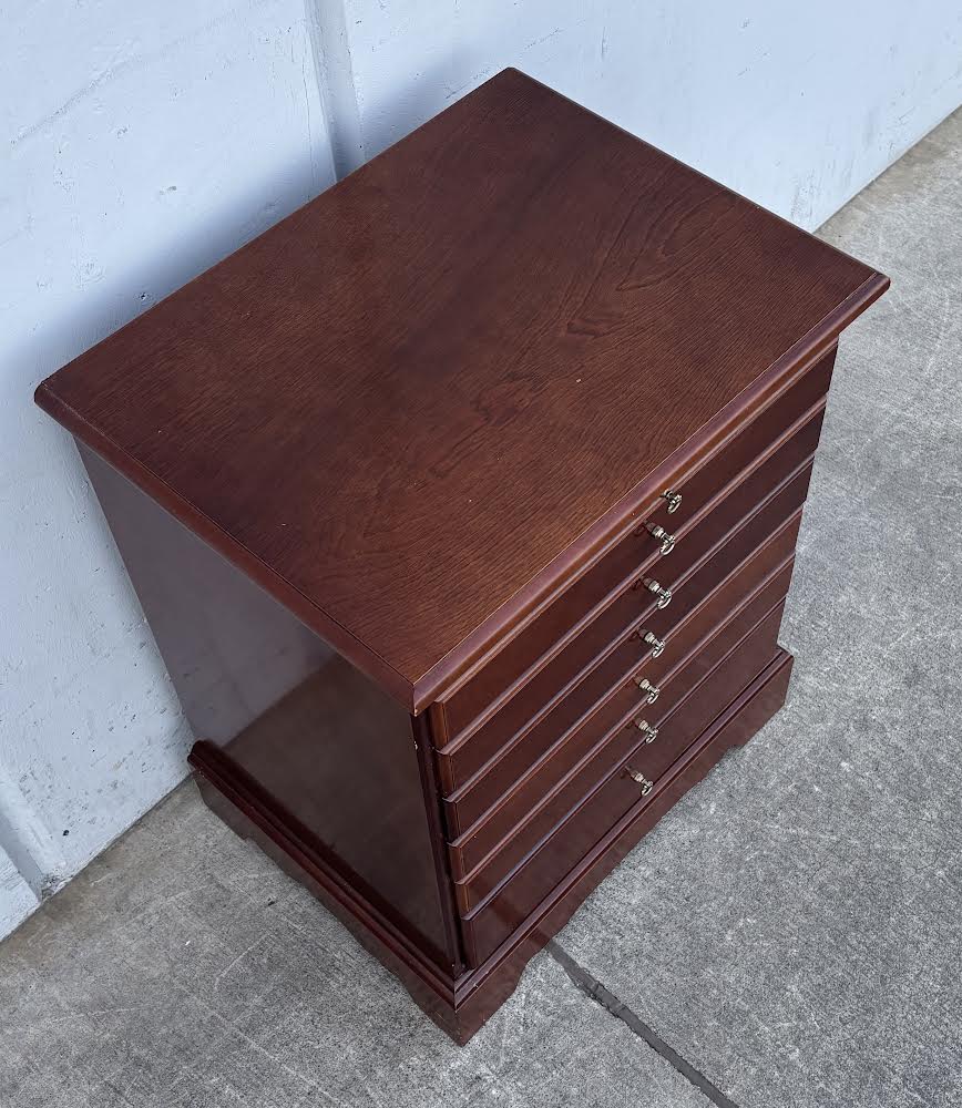 Tall Side Table Jewelry Armoire Dark Wood Cherry