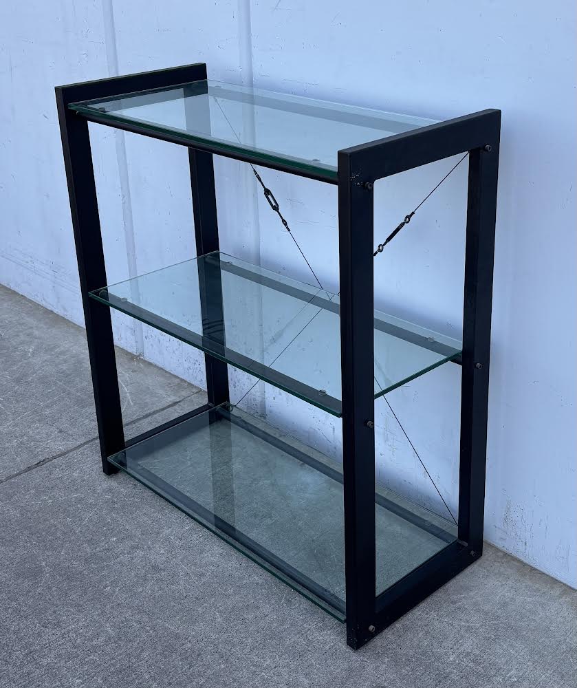 Black Steel Shelving Unit Glass 3 Tier