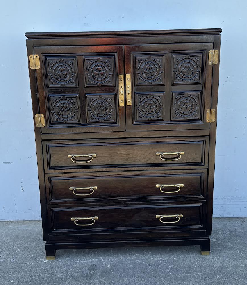 American of Martinsville Oriental Style Chest Vintage Asian armoire/ wardrobe/Dresser Organizer Tall Wide