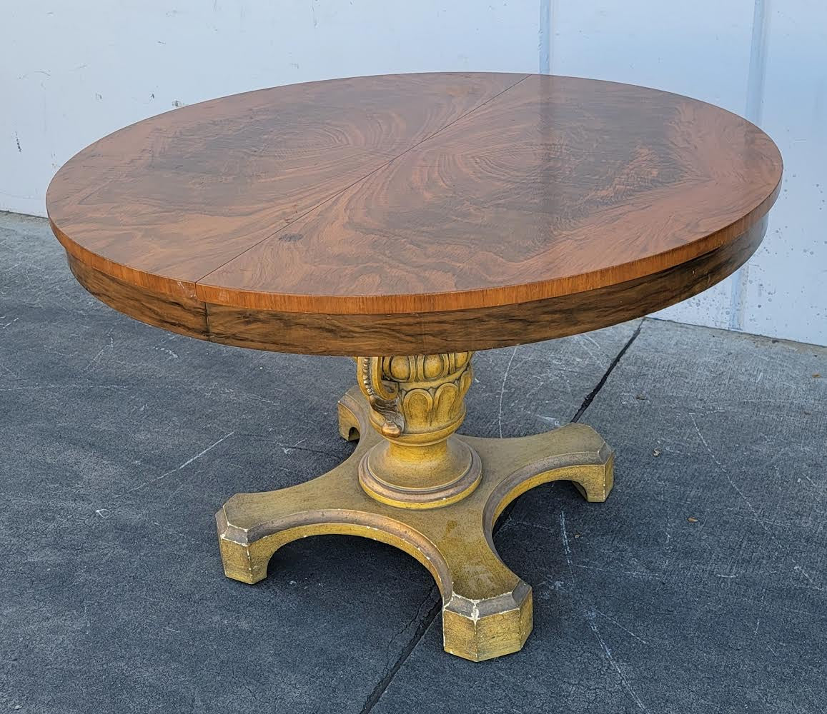 Dining table with 6 wicker high back chairs and leaf