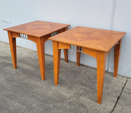 light wood (2) end/side tables mid century modern