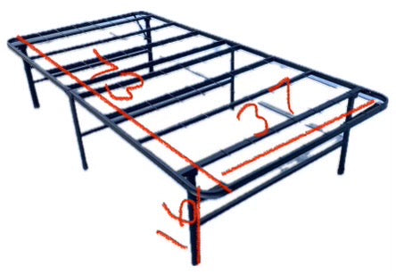 Foldable metal black bed frame base portable bed