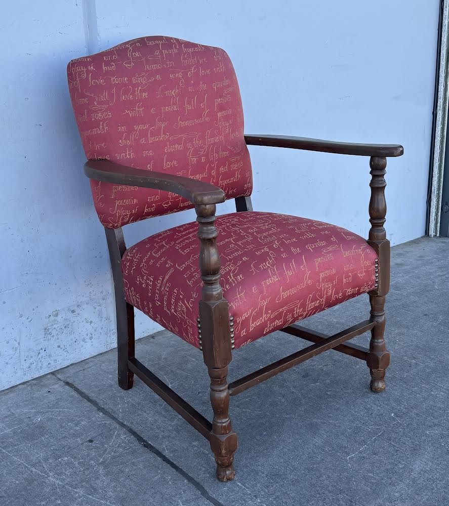 French Style Red Upholstered Arm Chair
