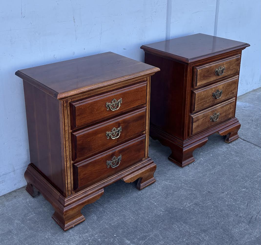 Matching 3 Drawer Cherry Mahogany Style Night Stands