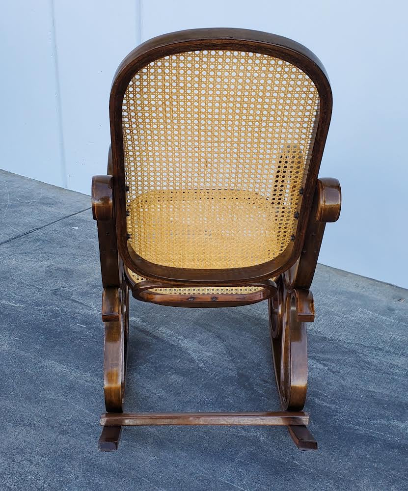 thonet style bentwood vintage rocking armchair wicker/rattan/cane seat