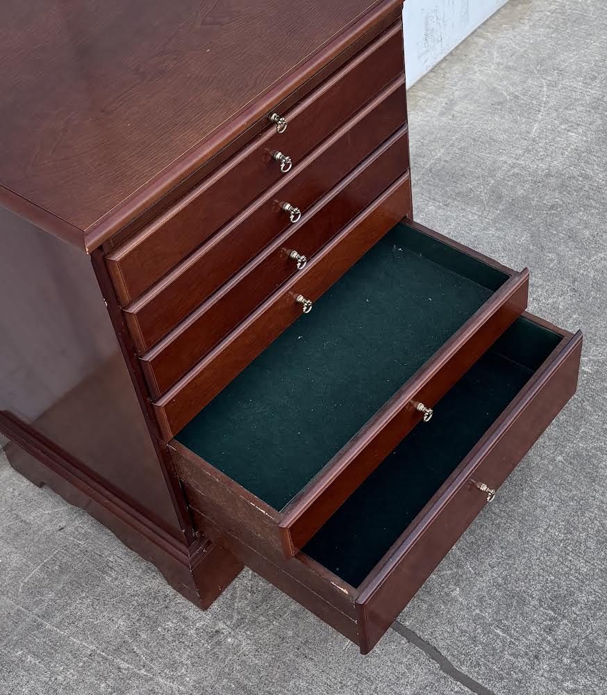 Tall Side Table Jewelry Armoire Dark Wood Cherry
