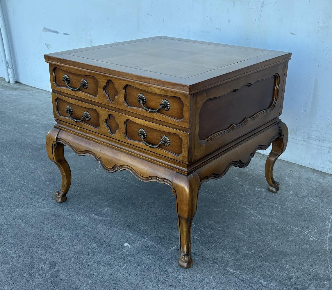 French Provincial Carved Walnut Chest/Side Table/Coffee Table