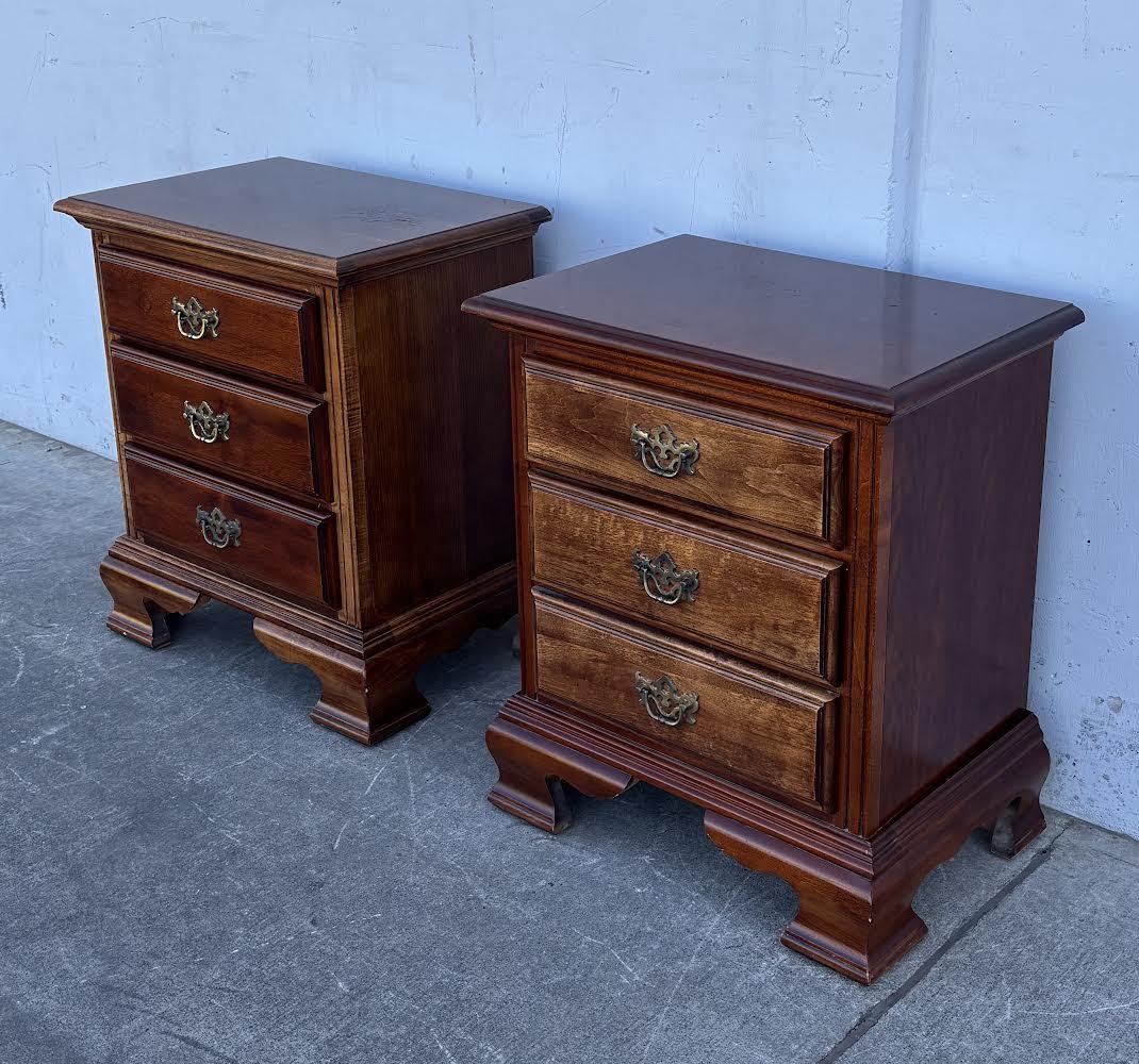 Matching 3 Drawer Cherry Mahogany Style Night Stands