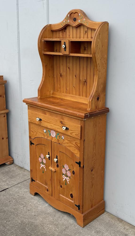 Antique Wood Cupboard Display Cabinet