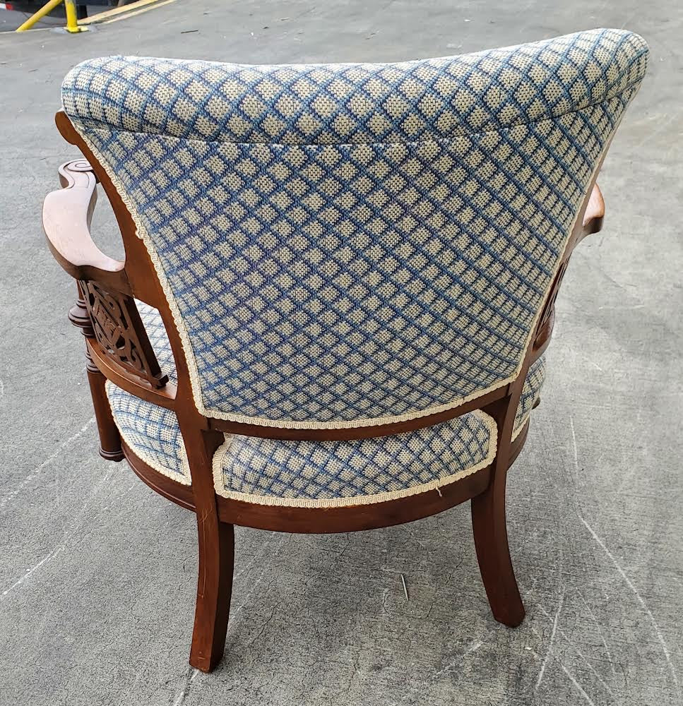 antique/vintage blue/white armchair