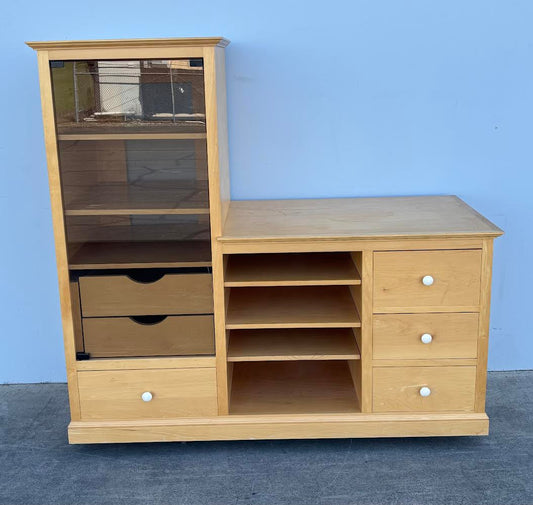 Light Wood Entertainment Center cabinet display