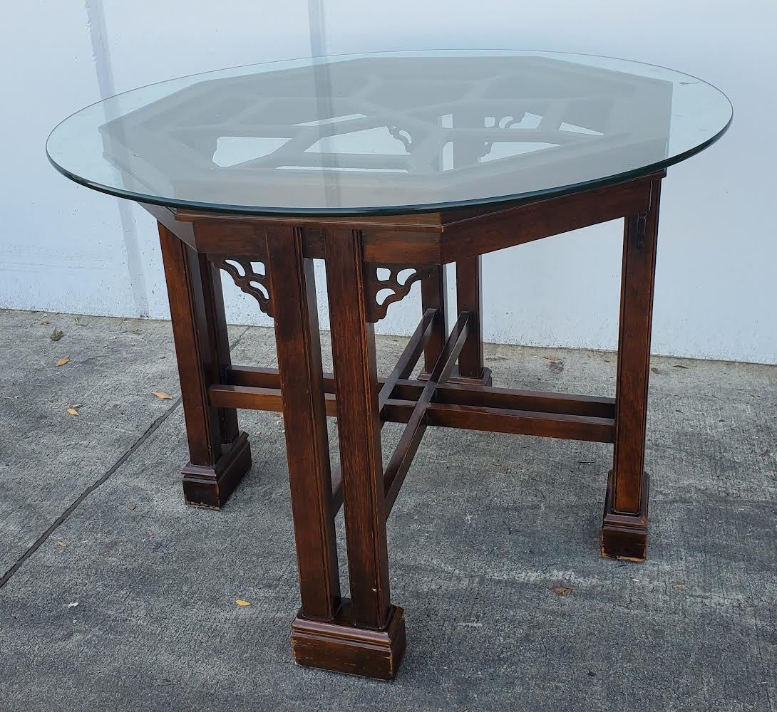 End/side table octagonal glass top chinoiserie