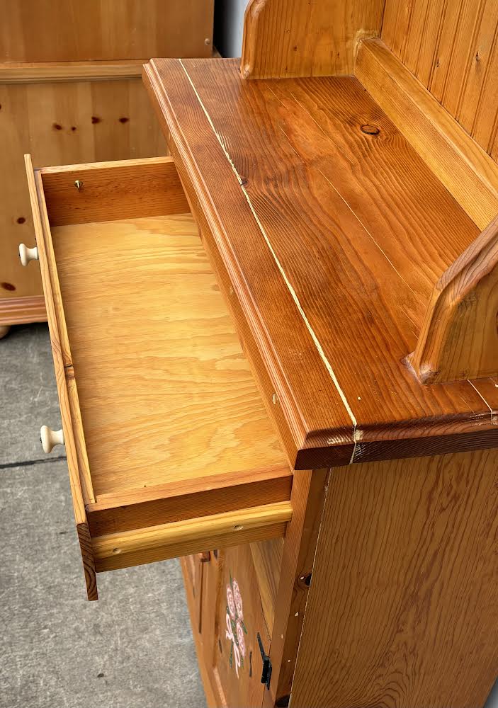 Antique Wood Cupboard Display Cabinet