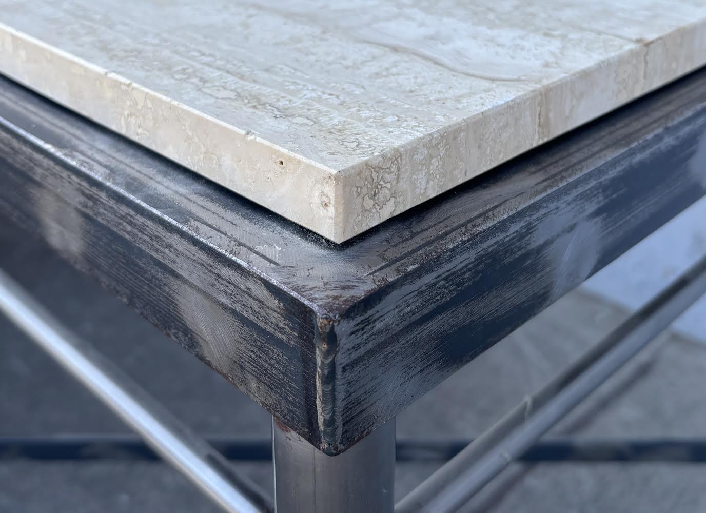 Matching Stone Top Wrought Iron Leg Side Tables Coffee Table