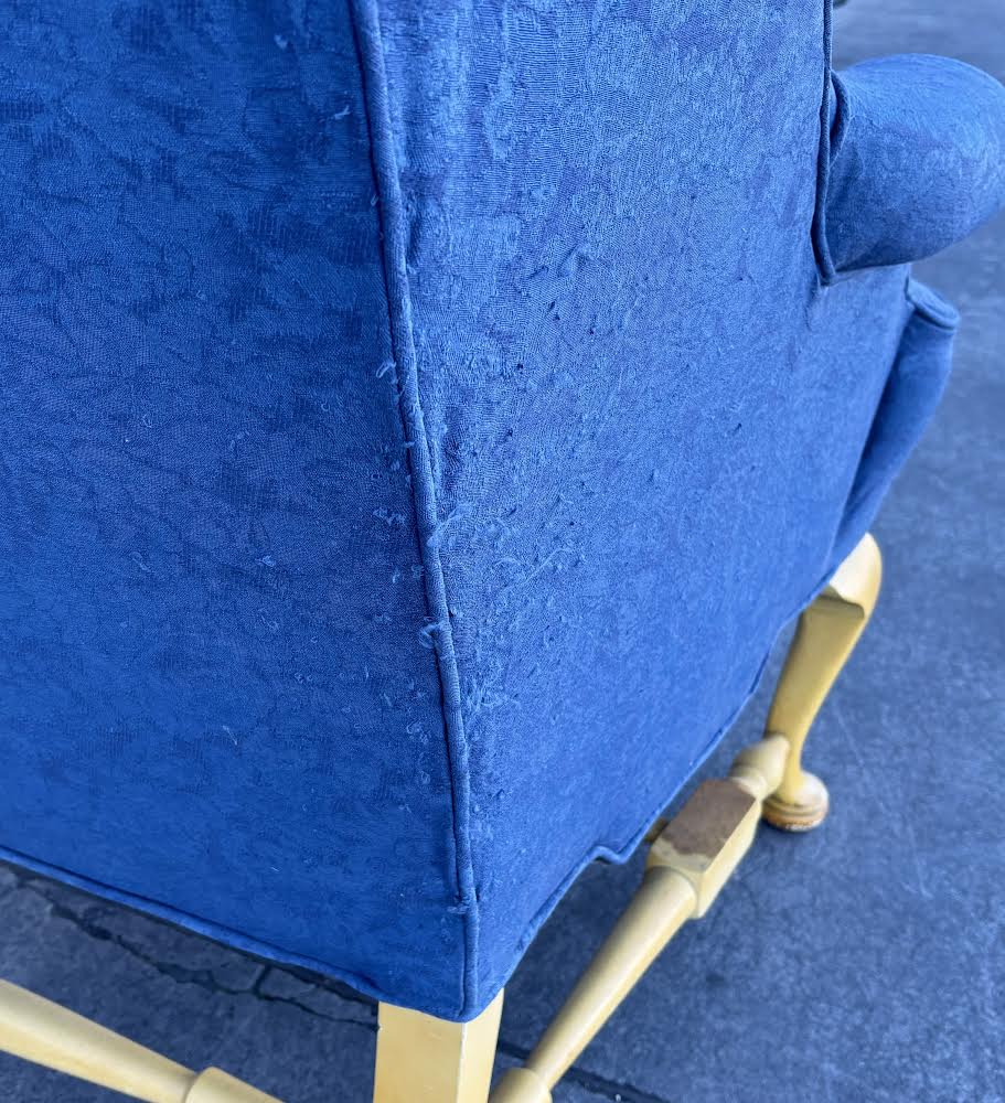 Pair of Vintage Blue Wingback Armchairs