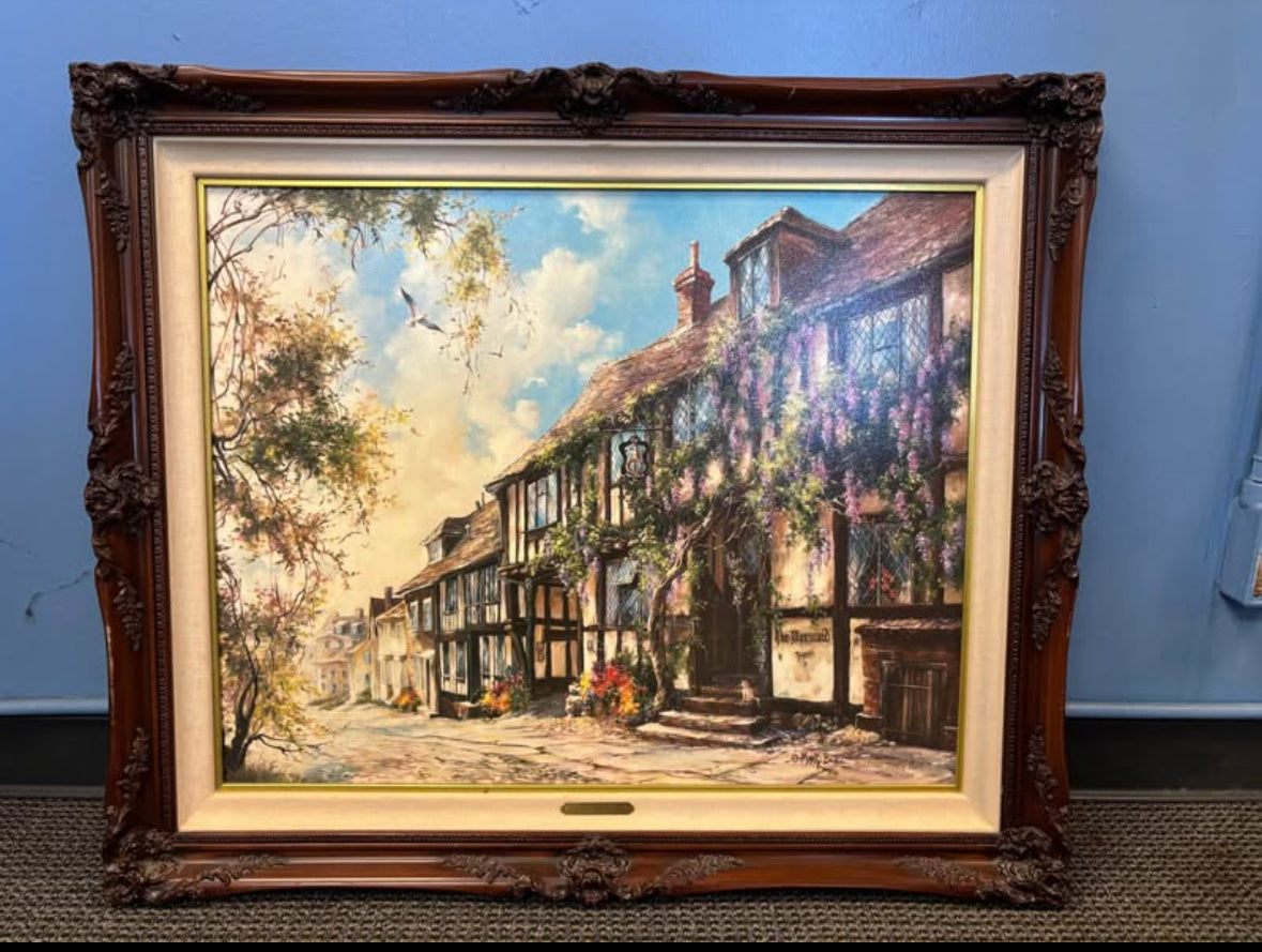 Framed Art Vintage 1990 Mermaid Inn Rye Marty Bell Certificate/Certified