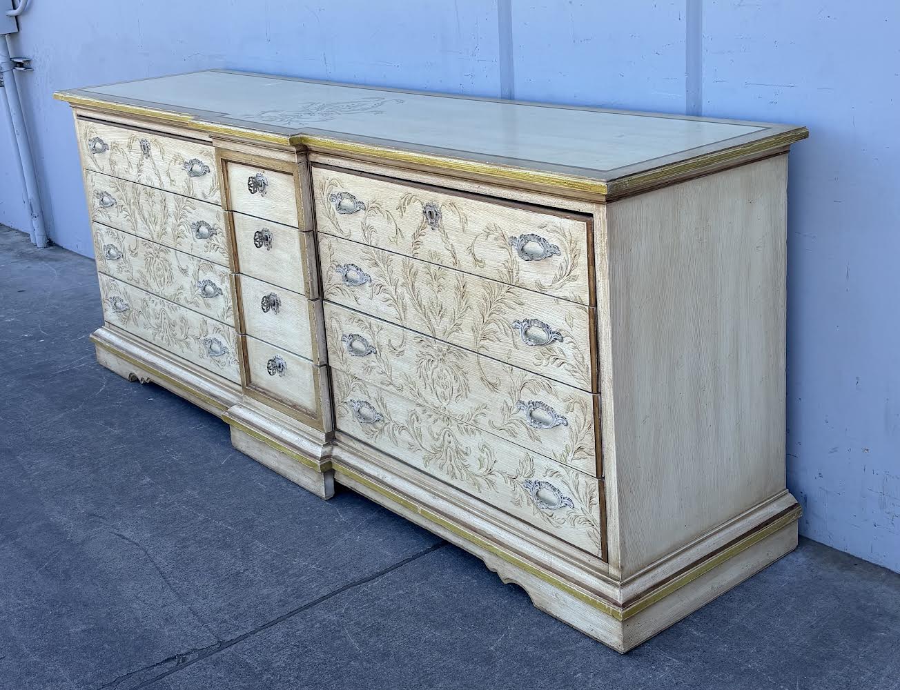 Heritage Large Dresser Light Wood with Gold Trim