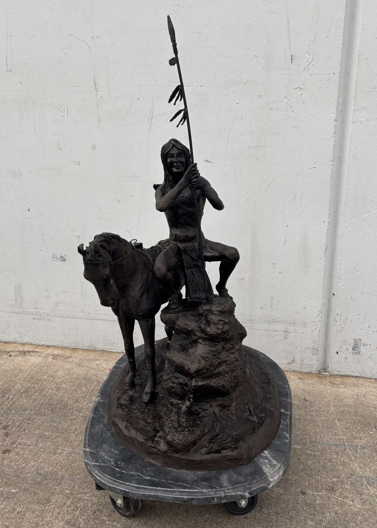 bronze statue After Marshall Mitchell: old coon foot and young brave