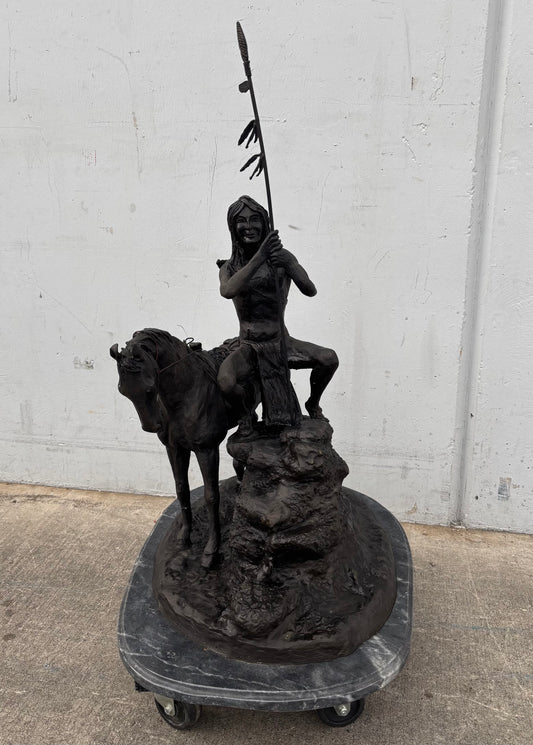bronze statue After Marshall Mitchell: old coon foot and young brave