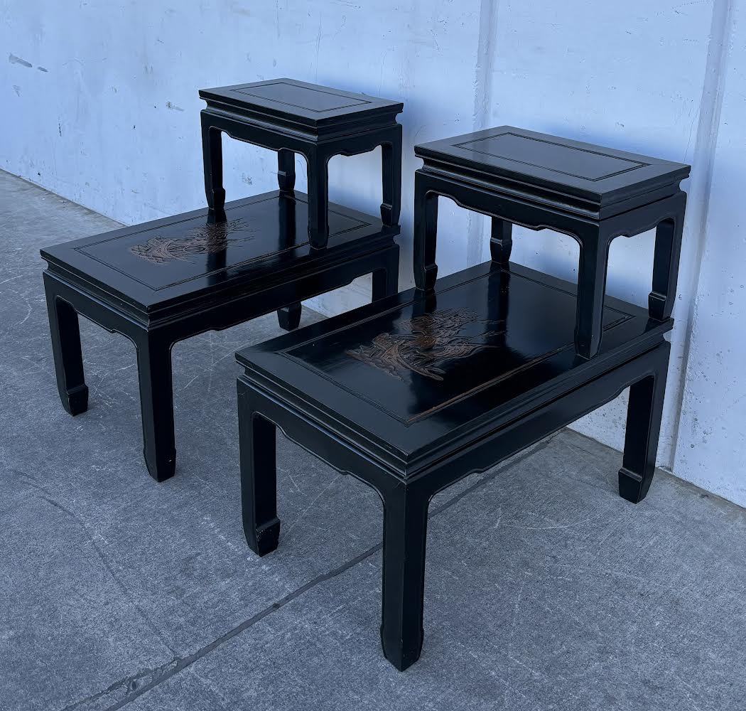 Antique Chinese Lacquer Side Tables